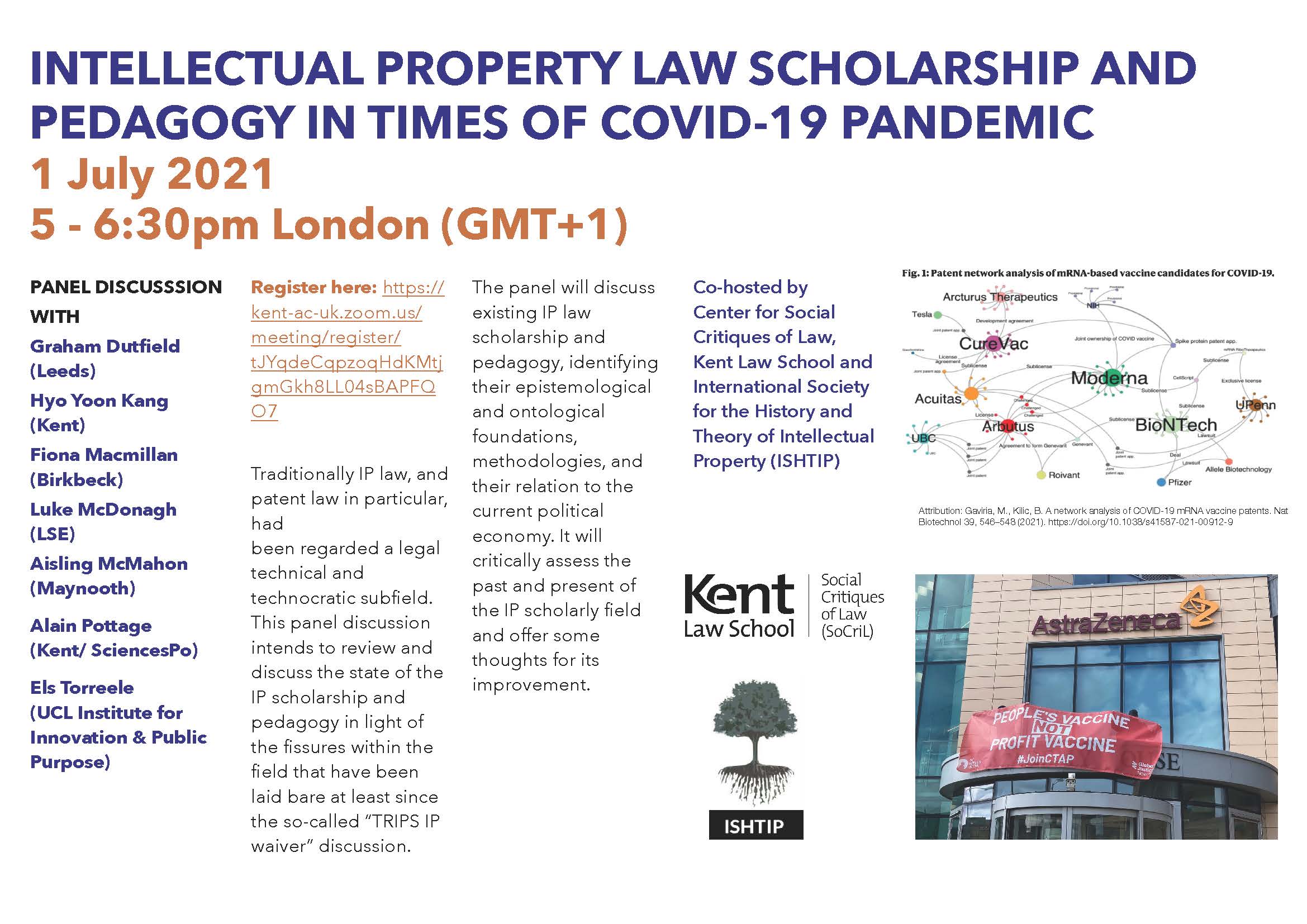 Panel Discussion on Intellectual Property Law Scholarship and Pedagogy  in Times of Covid-19 Pandemic